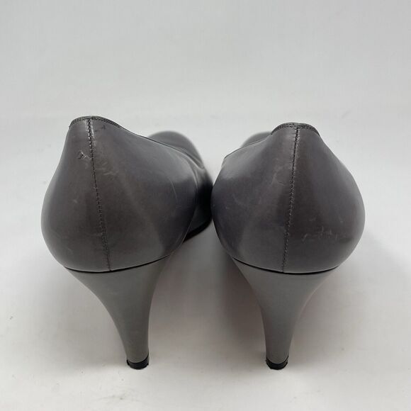 Salvatore Ferragamo Shoes Womens 10 AAA Narrow Gray Leather Pumps Made in Italy - Picture 9 of 16